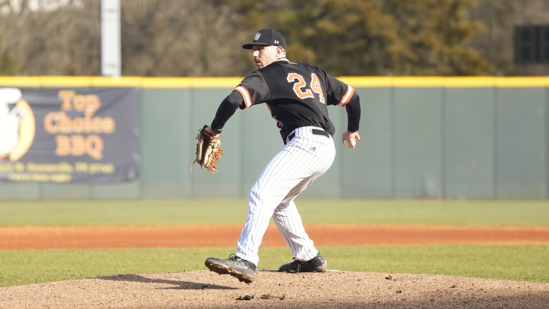 Brice Anders pitched two shutout innings to record the victory in Tusculum's 7-5 win at No. 8 Young Harris.