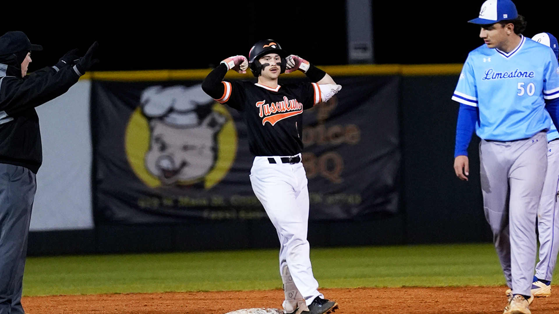Caleb Webster recorded four hits including his eighth double of the season in Friday's series opener with Limestone (photo by Joe Yates).