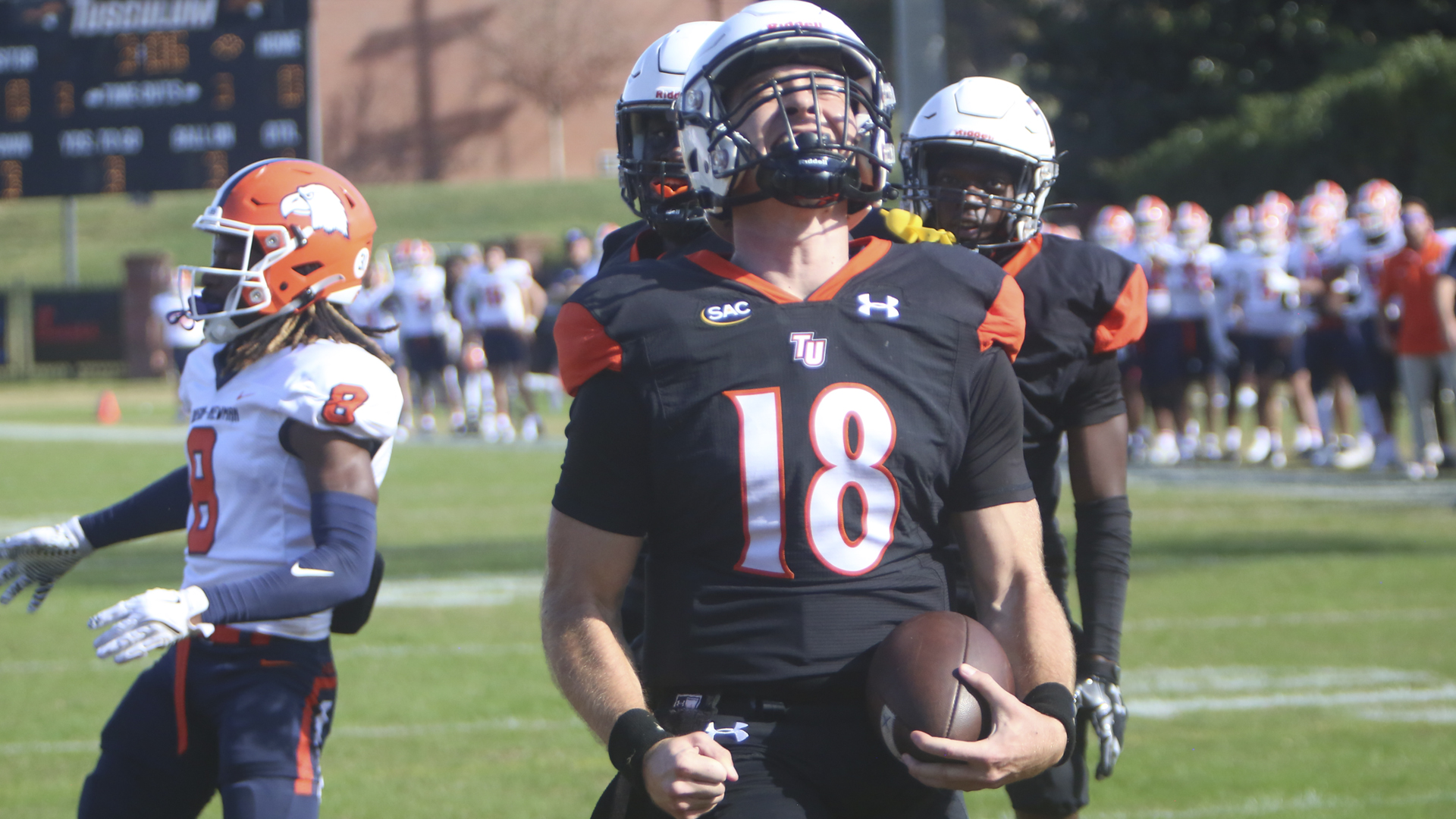 Matthew Palazzo scored on this first quarter TD run vs Carson-Newman (photo by Dom Donnelly)