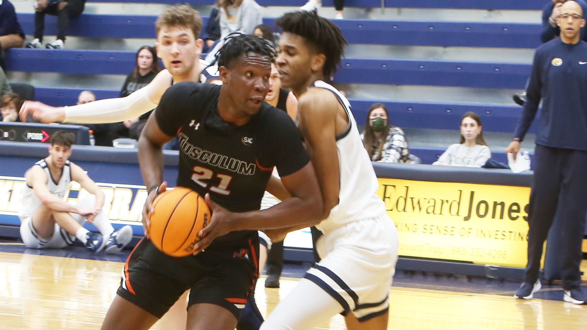 Inady Legiste scored a game-high 23 points and grabbed 9 rebounds in road loss at Coker (photo by Joe Yates, graduate assistant)