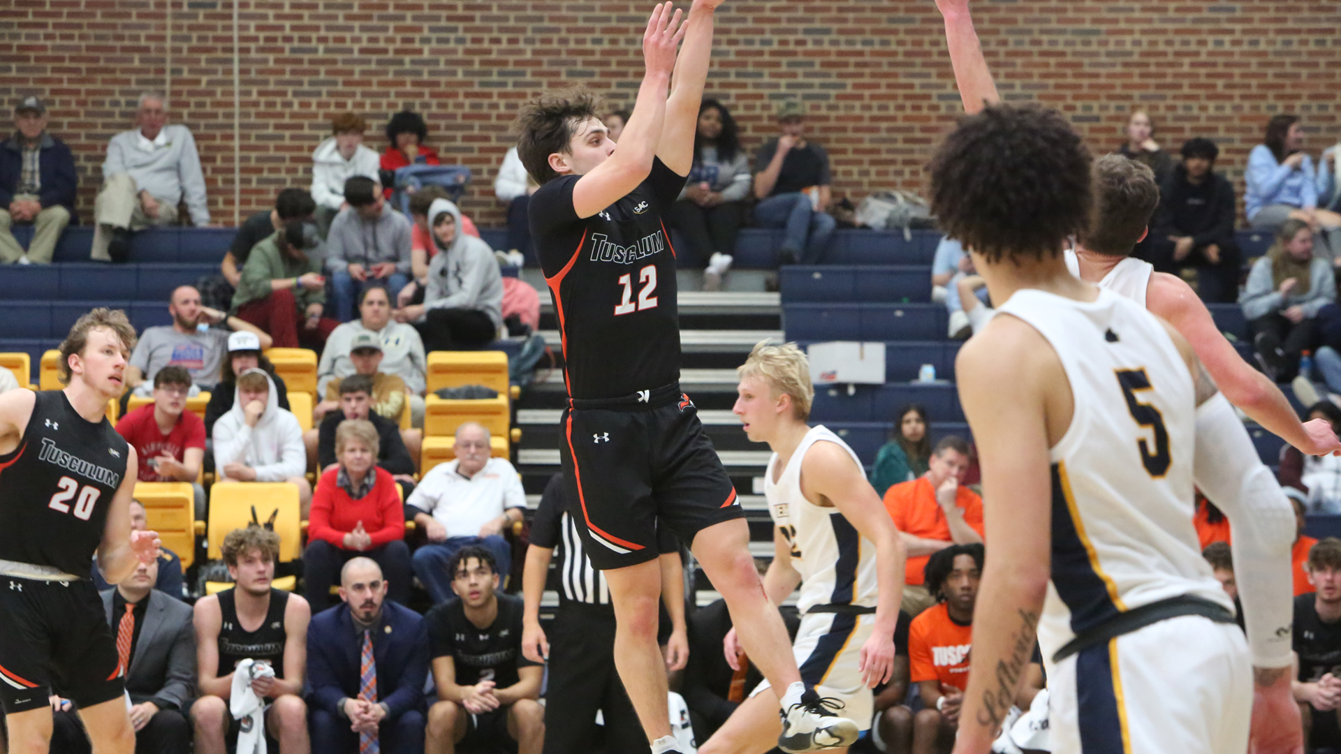 Connor Jordan scored a season-high 24 points in Tusculum's road win at Emory & Henry (photo by Dom Donnelly)