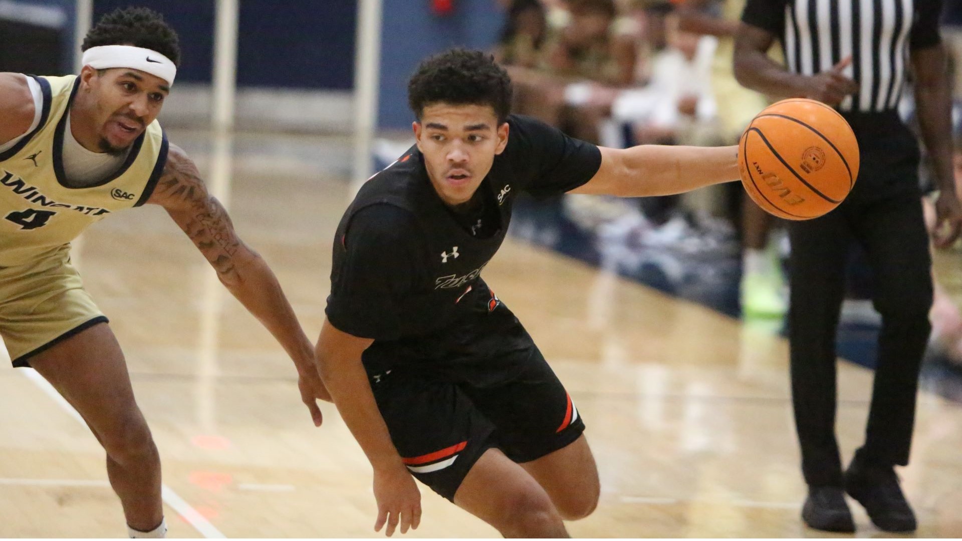 Bryce Jackson matched a career-high with 26 points for a second straight game in Tusculum's 96-84 win at Wingate (photo by Dom Donnelly)