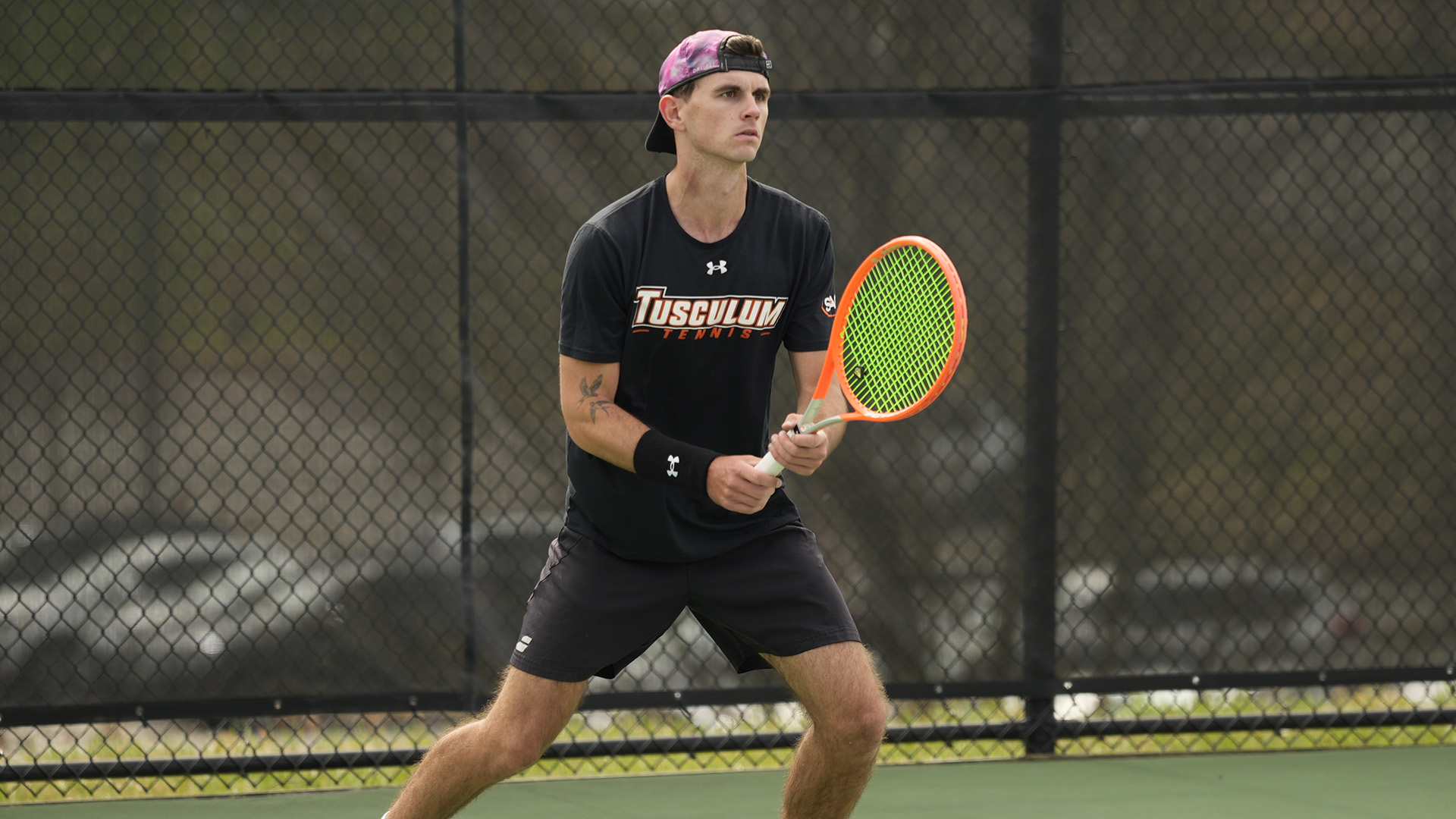 David Negzaoui teamed up with Will Gee for a victory in doubles for the Pioneers against Purdue Northwest (photo by Joe Yates)
