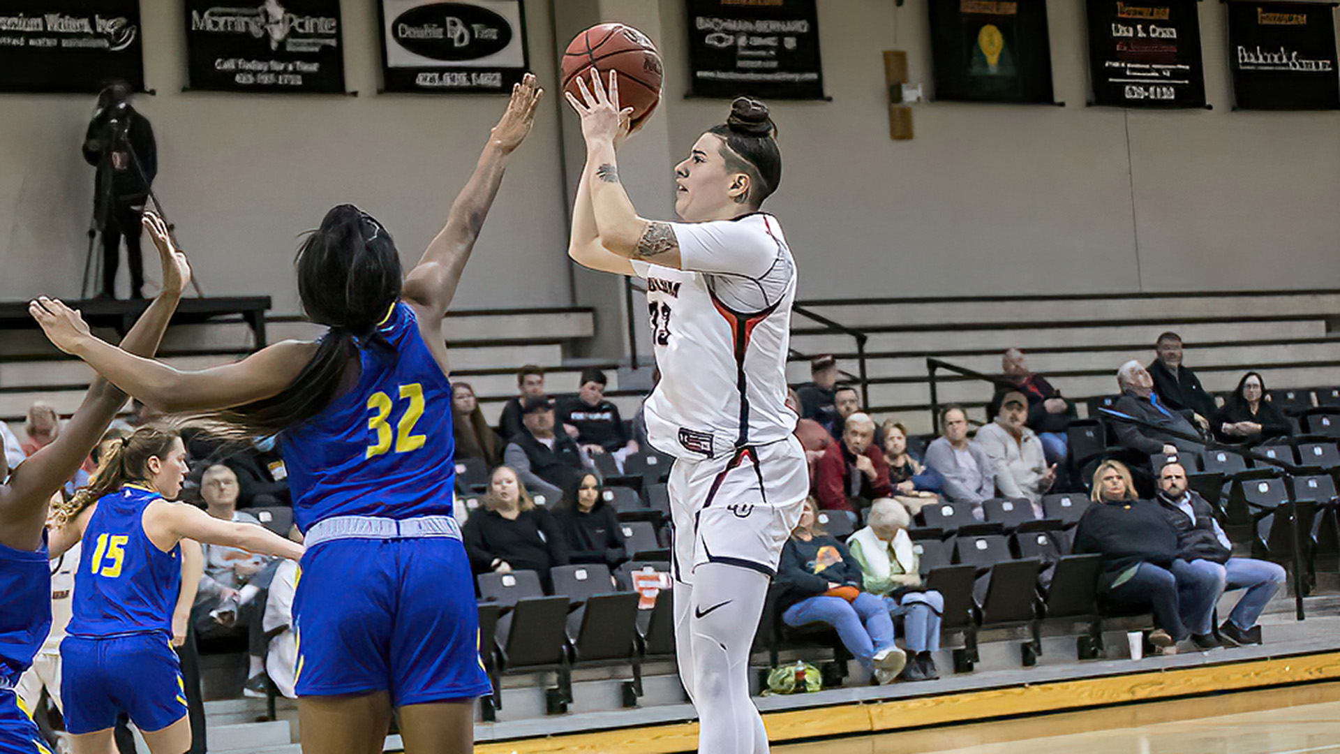 Chloe Warrington hit four three-pointers and scored 12 points against Limestone (photo by Chuck Williams)