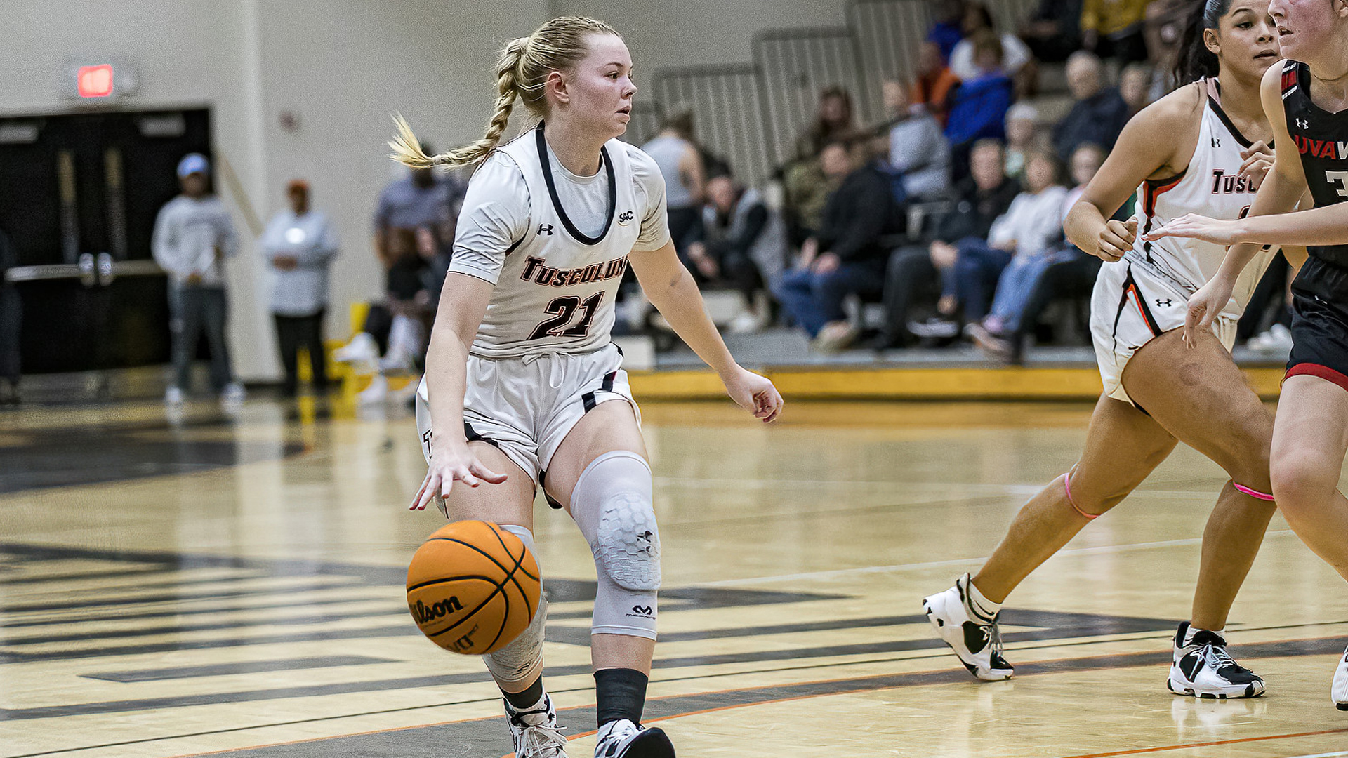 Sophie Henry dished out a career-high 11 assists in Tusculum's 75-59 win over UVA Wise (photo by Chuck Williams)