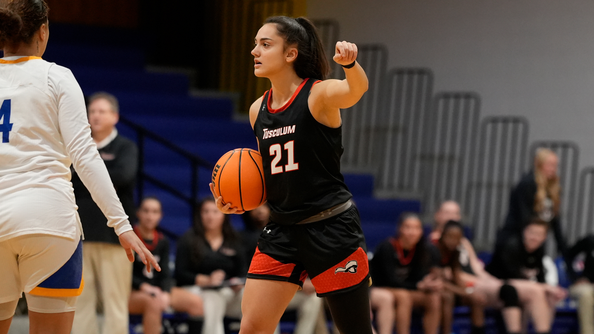 Martina Garofalo recorded her first collegiate double-double in Tusculum's 71-63 win at Mars Hill (photo by Joe Yates)