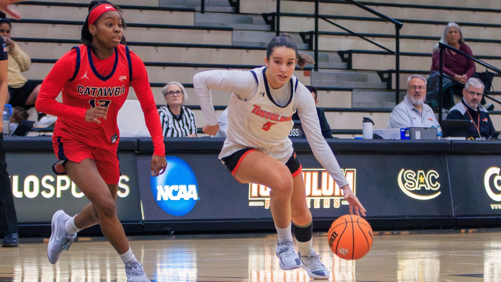 Angela Gomez finished with 11 points and four assists against Catawba (photo by Kari Ham)