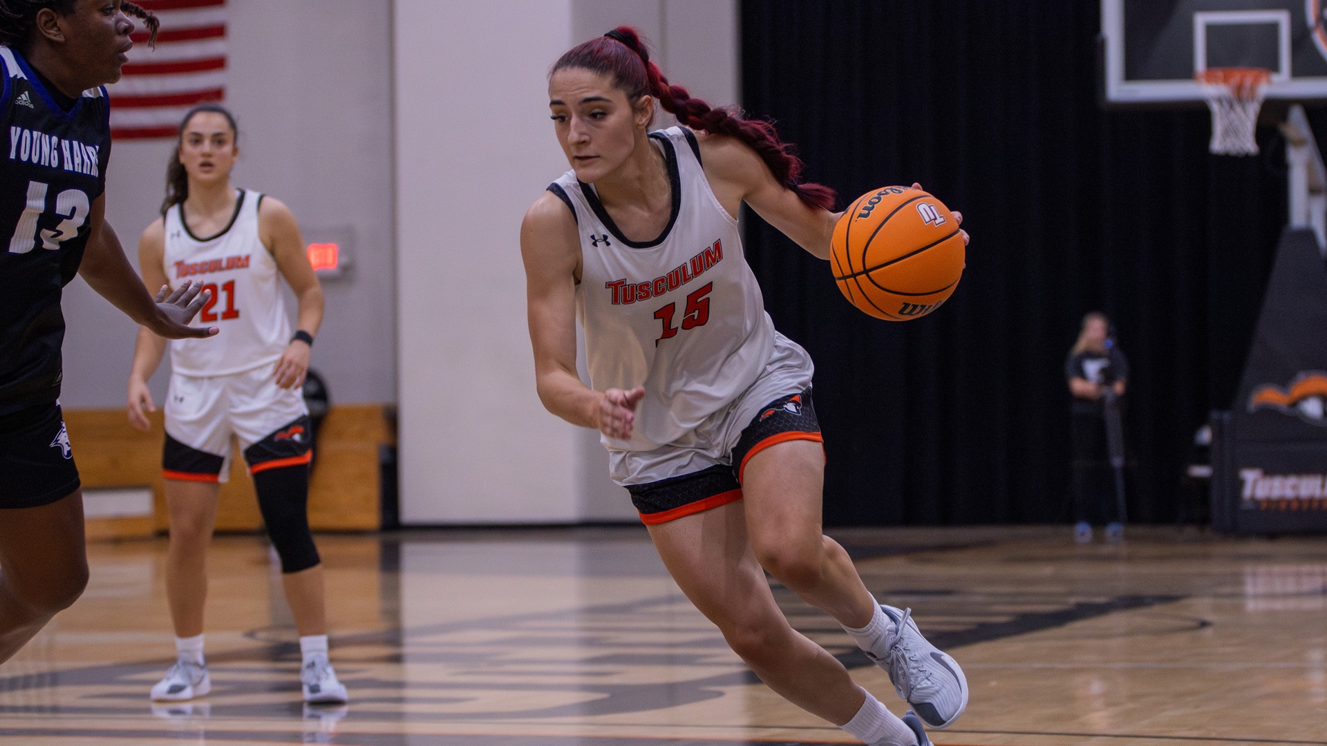 Dora Van Rijs led the Pioneers with 10 points and seven rebounds against Young Harris (photo by Kari Ham)