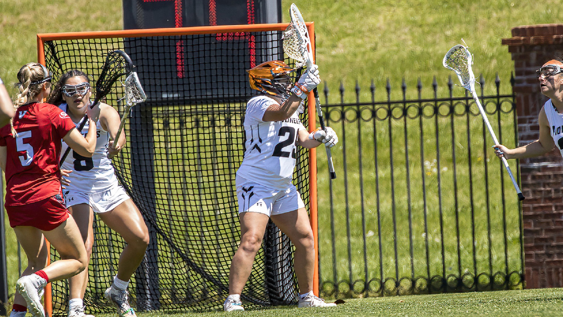 Emily White made 16 saves in her first career start Wednesday against UVA Wise (photo by Chuck Williams)