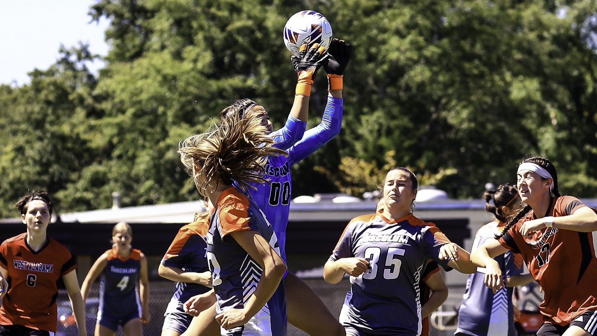 Angel Chase made eight saves in the second half for the Pioneers (photo by Joe Chance)
