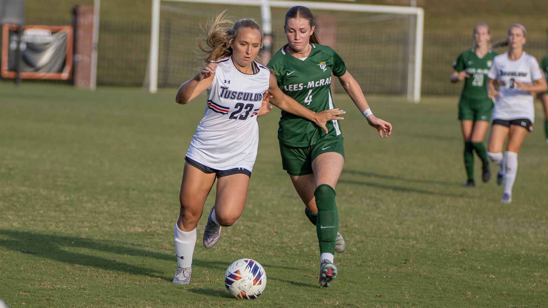 Tanna Bookhamer and the Pioneers battled step-for-step with Lees-McRae in Wednesday's draw (photo by Kari Ham)