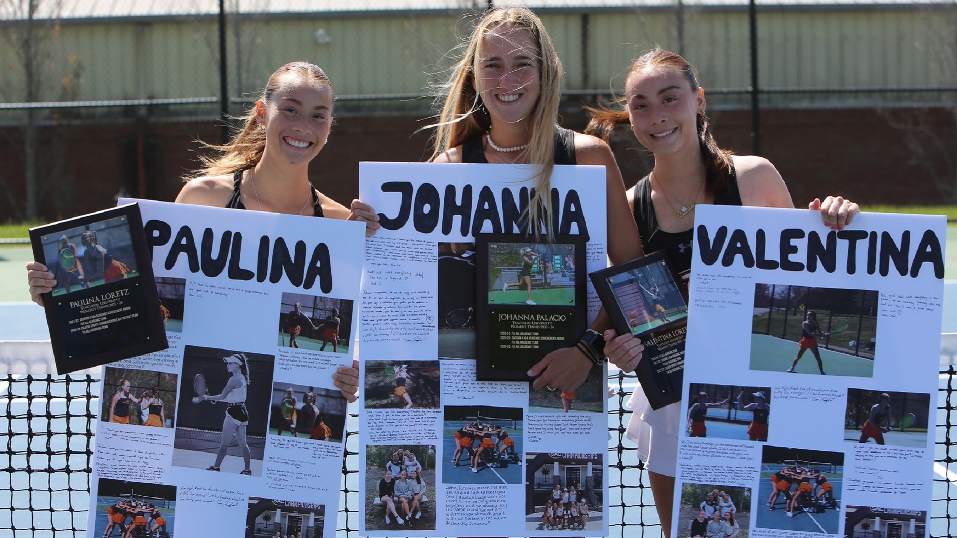 Seniors Paulina Loretz, Johanna Palacio and Valentina Loretz were honored on Senior Day prior to the match with Catawba